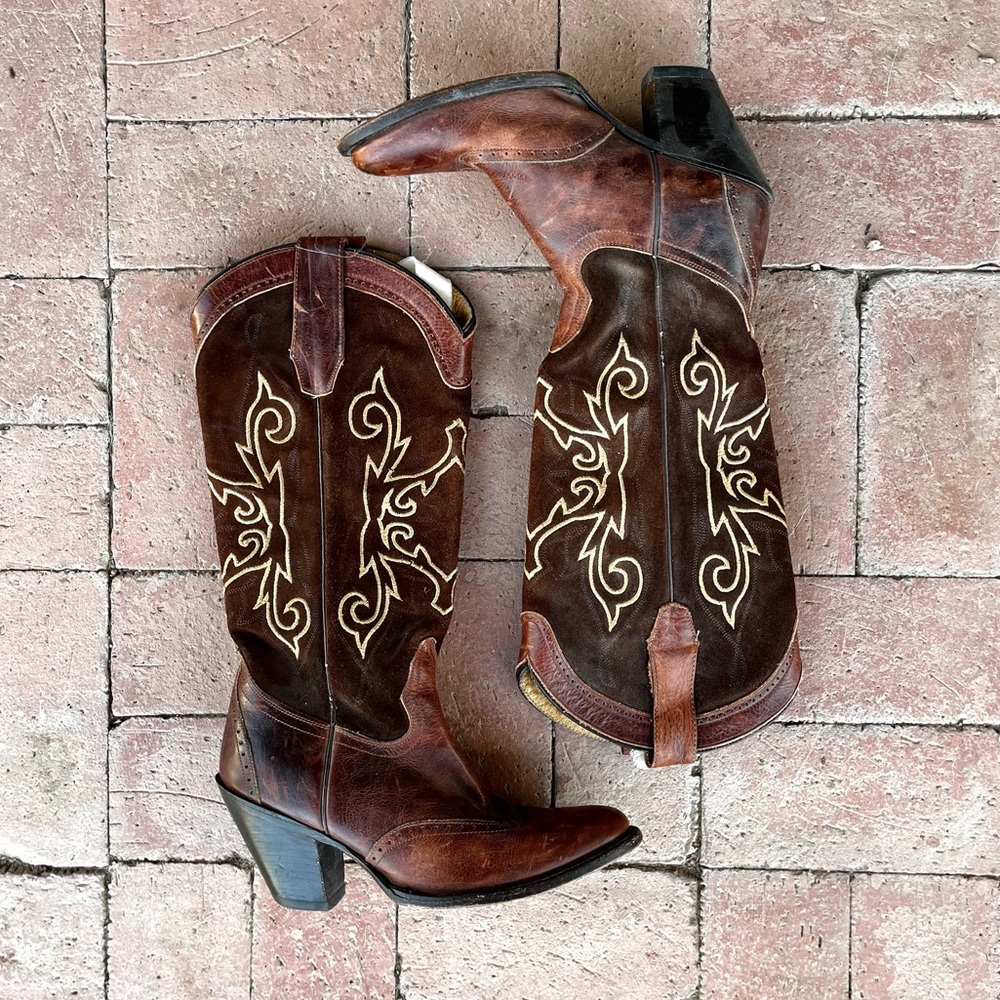 SONORA DOUBLE H Maggie Caramel Brown Western Heeled Boots